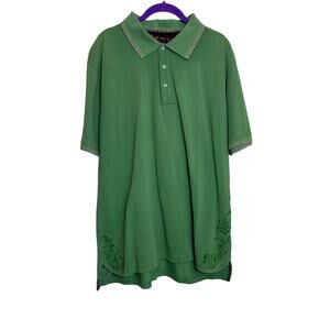 Robert Graham Green Polo Shirt Tipped Collar and Sleeves sz XL Tiny Spot